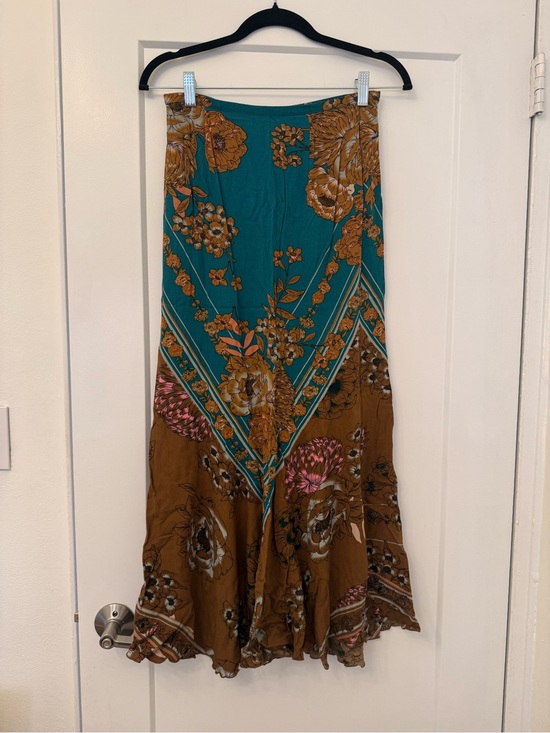 Free People Dresses & Skirts - Free People Teal and Brown Floral Maxi Skirt